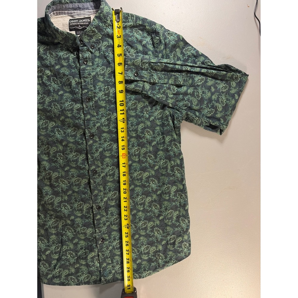 Cody James Button Down Shirt Mens XL Green Paisley Western Long Sleeve Cotton - Picture 3 of 7